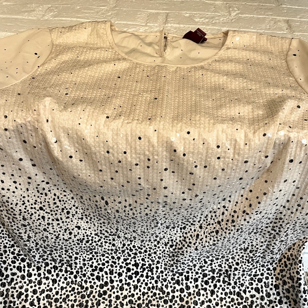 Beautiful Cream and Black Sequin Top